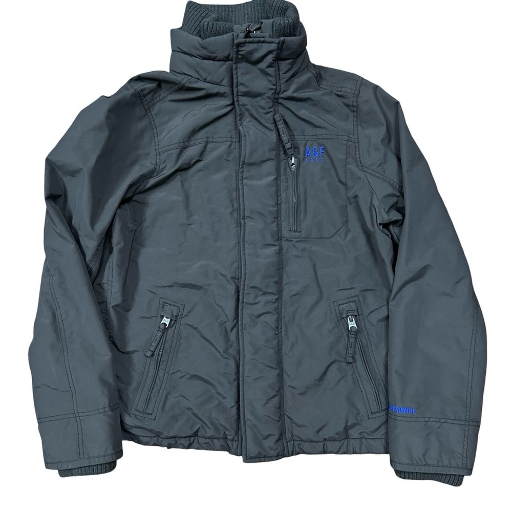 Abercrombie & Fitch Gray Blue Nylon All Weather Ski Jacket Coat Full Zip Medium